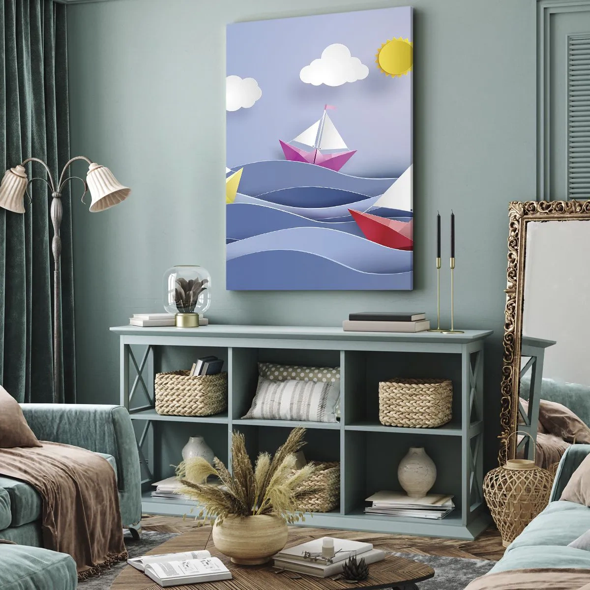 Canvastavla - Bild på duk - Det är så skönt att gunga bland vågorna - 50x70 cm
