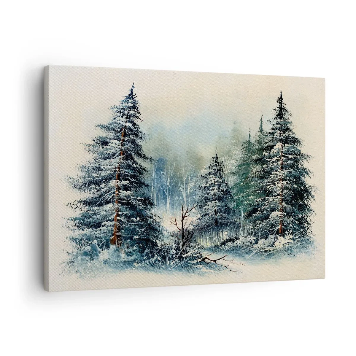 Canvastavla - Bild på duk - Vinterlandskap med snötäckta träd - 70x50cm - Redo för Julen - Modern väggdekoration för vardagsrum och sovrum ARTTOR