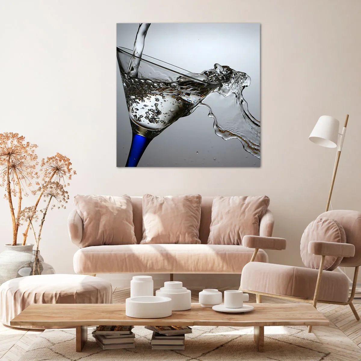 Canvastavla - Bild på duk - Kristallklart vatten i kristallglas - 60x60 cm