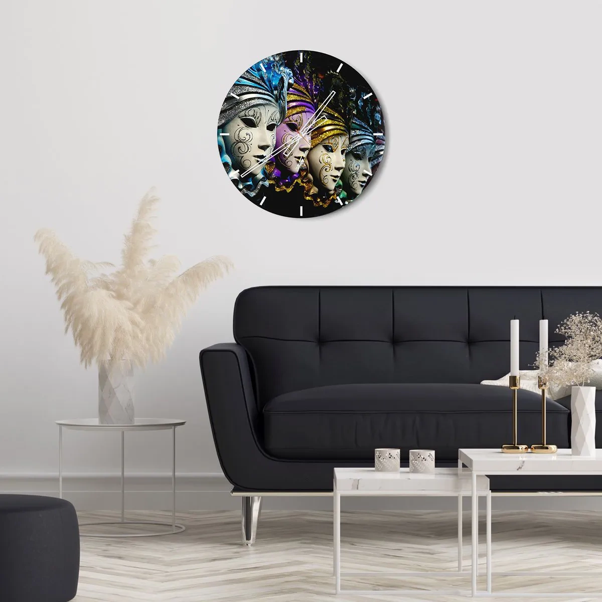 Väggklocka - Klocka på glas - Hemlighet i guld och i silver - 40x40 cm