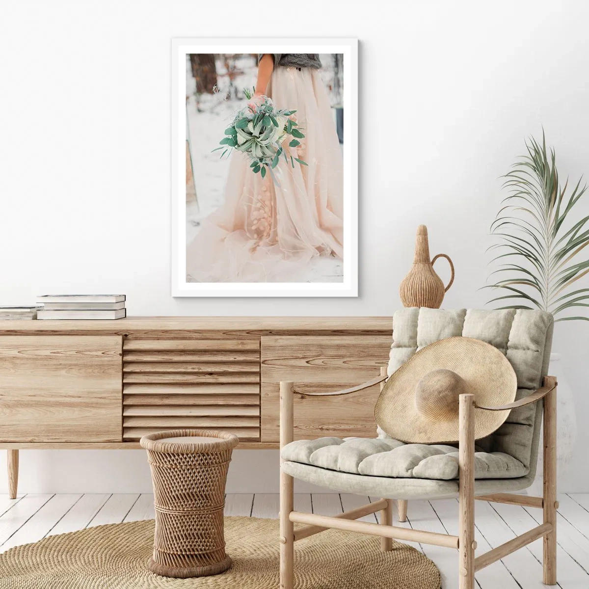 Affisch i vit ram - Och så levde de lyckliga i alla sina dagar - 40x50 cm