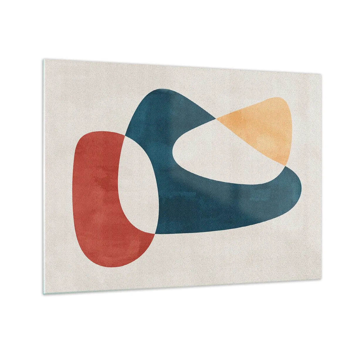 Glastavla - Bild på glas - Minimalistisk abstraktion i nyanser av rött och marinblått - 70x50cm - Influenser och metamorfoser - Modern väggdekoration för vardagsrum och sovrum ARTTOR