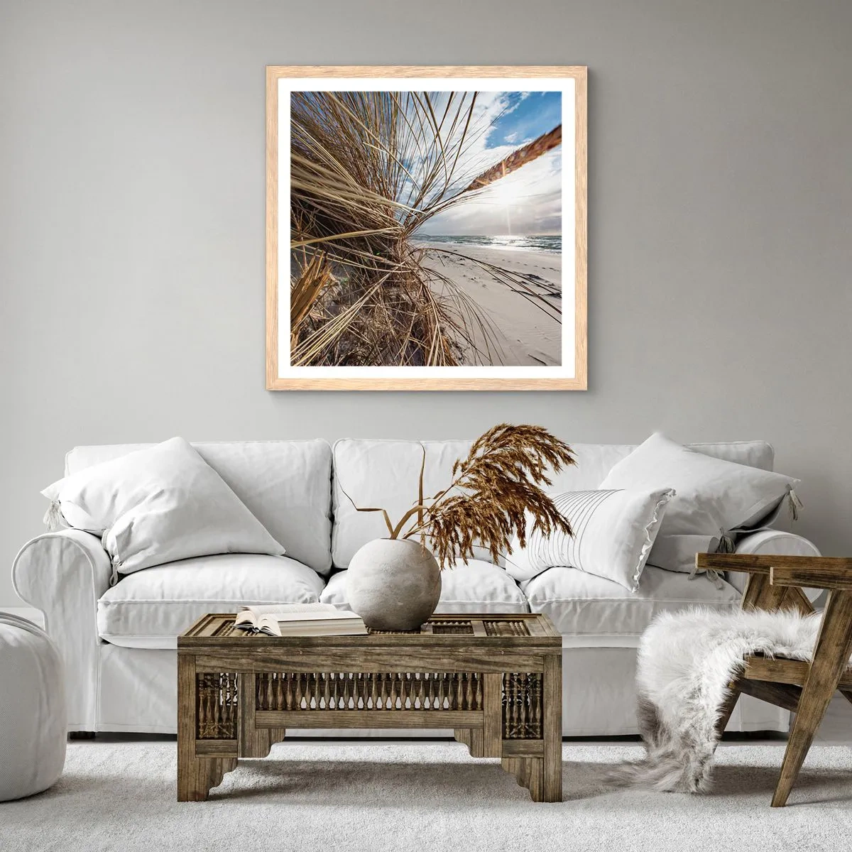 Affisch i ram av ljusek - Elementens möte - 60x60 cm