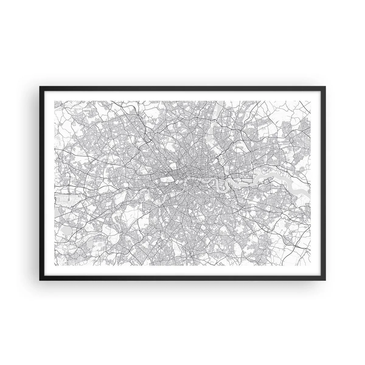 Affisch i svart ram - Karta över London-labyrinten - 91x61 cm