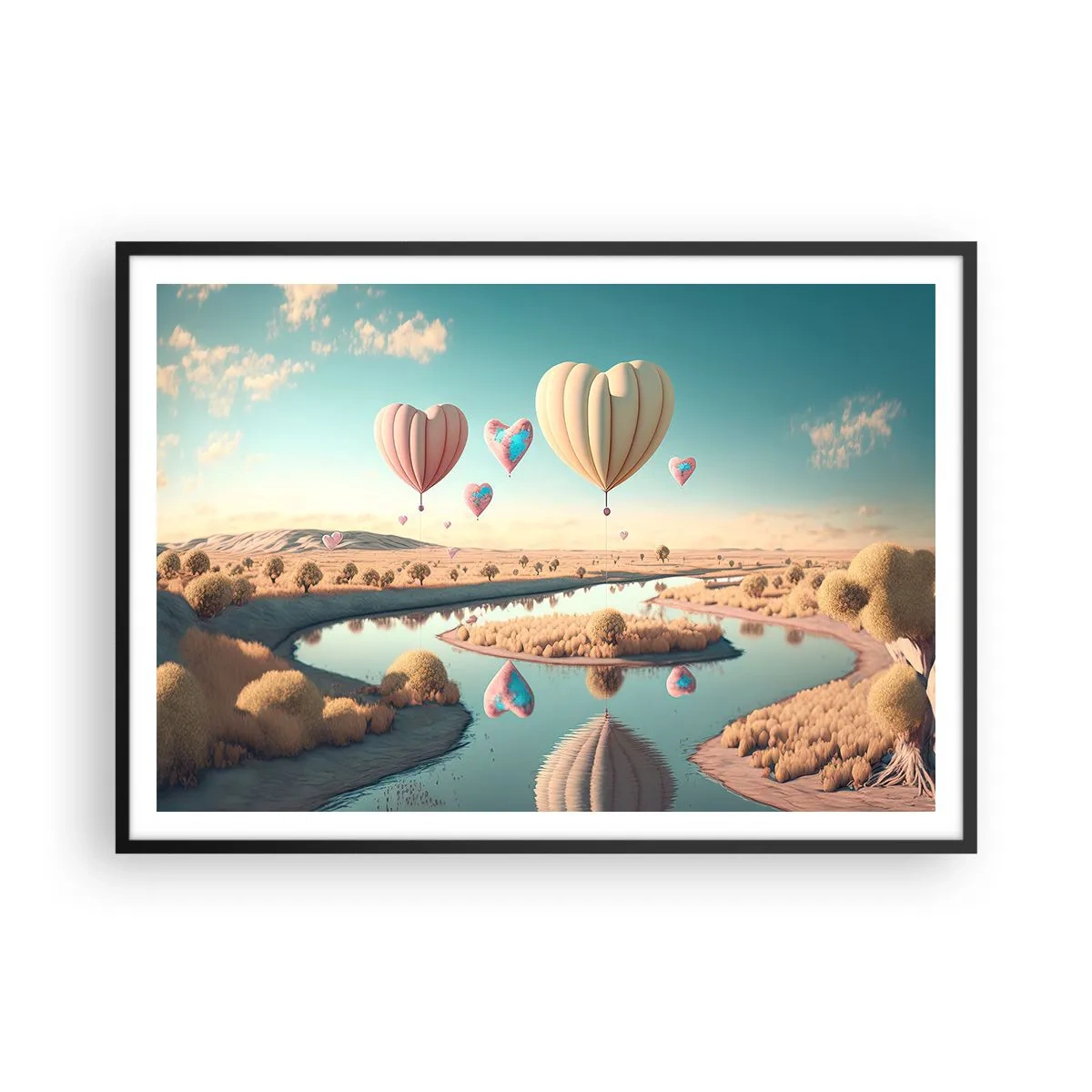 Affisch i svart ram - Kärleken låter dig sväva - 100x70 cm