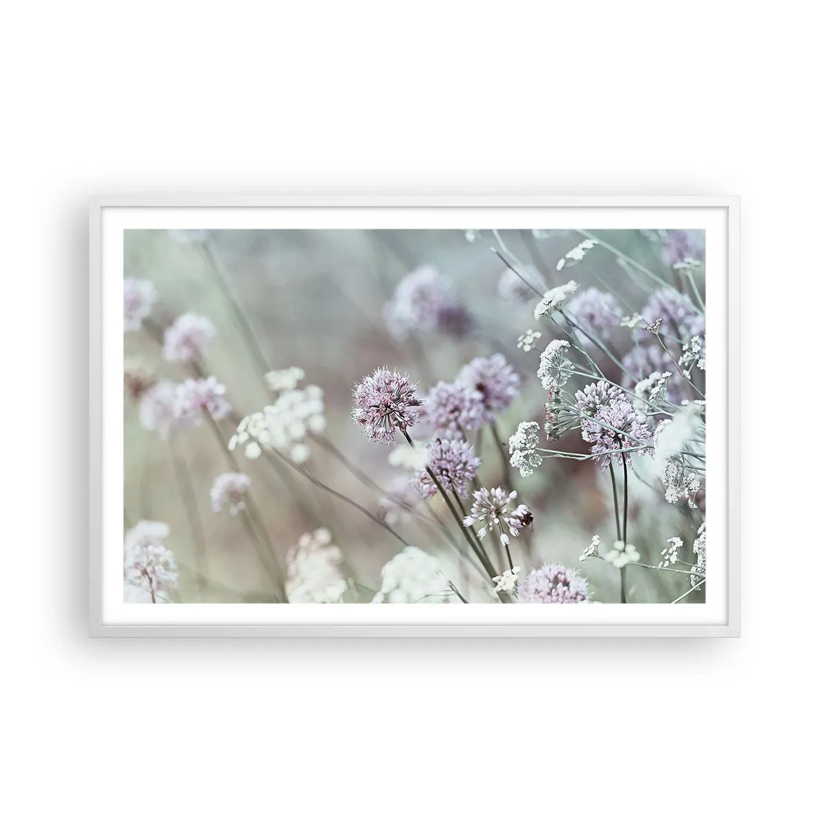 Affisch i vit ram - Söta örtfiligraner - 91x61 cm