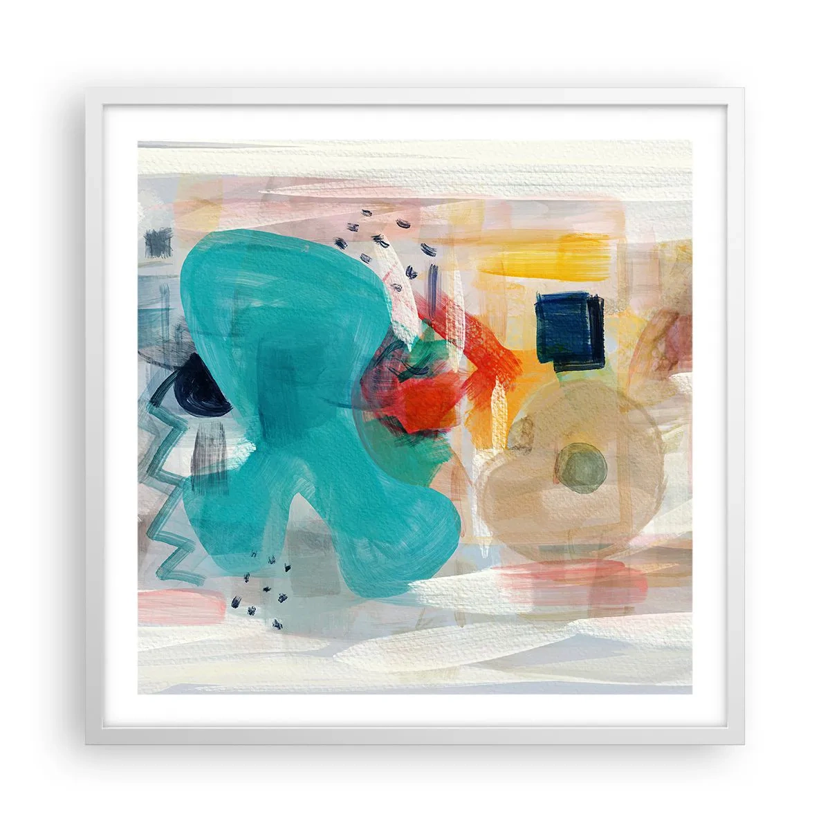 Affisch i vit ram - Ett färgglatt spel - 60x60 cm