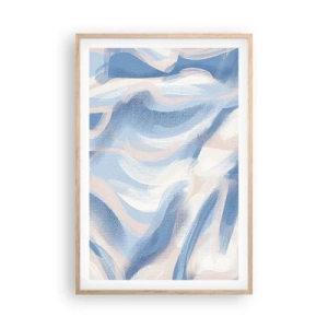 Affisch i ram av ljusek - Blå krusningar - 61x91 cm