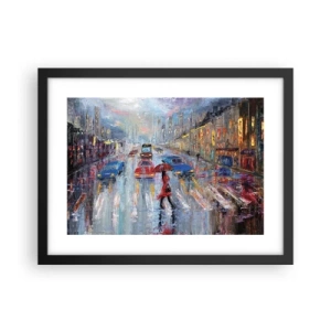 Affisch i svart ram - Regnig eftermiddag i staden - 40x30 cm