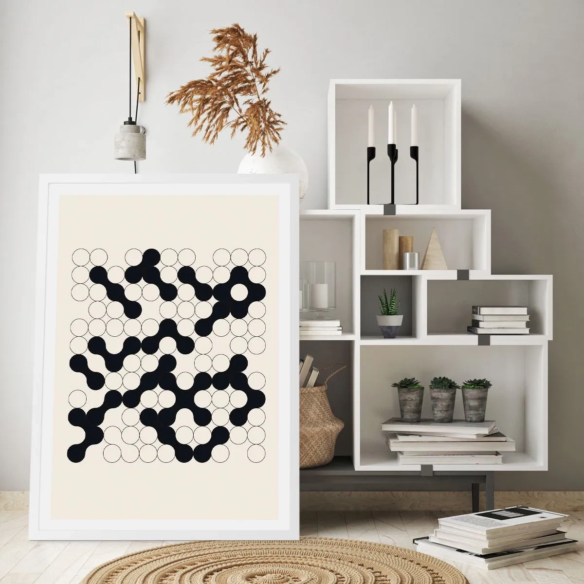 Affisch i vit ram - Kinesiskt spel - variation - 50x70 cm