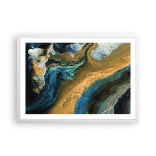 Affisch i vit ram - Blå – gul – ömsesidiga influenser - 70x50 cm