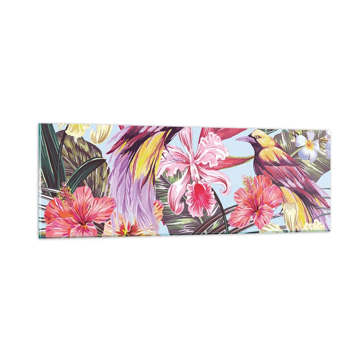 Glastavla - Bild på glas - Flingor och fjädrar - 90x30 cm