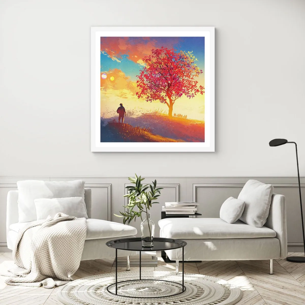 Affisch i vit ram - Pilgrim i målet - 60x60 cm