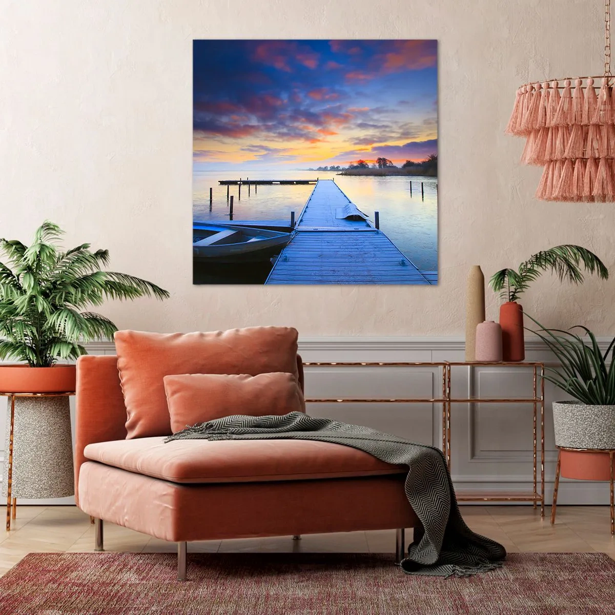 Canvastavla - Bild på duk - Violet-guld ro - 70x70 cm