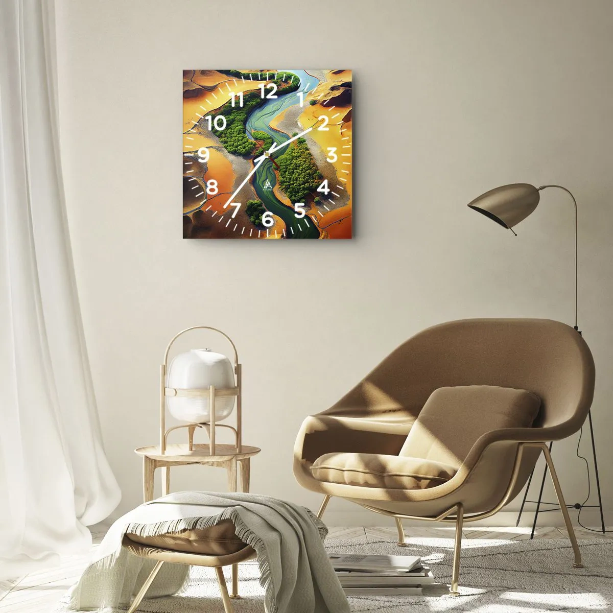 Väggklocka - Klocka på glas - Livgivande flod - 40x40 cm