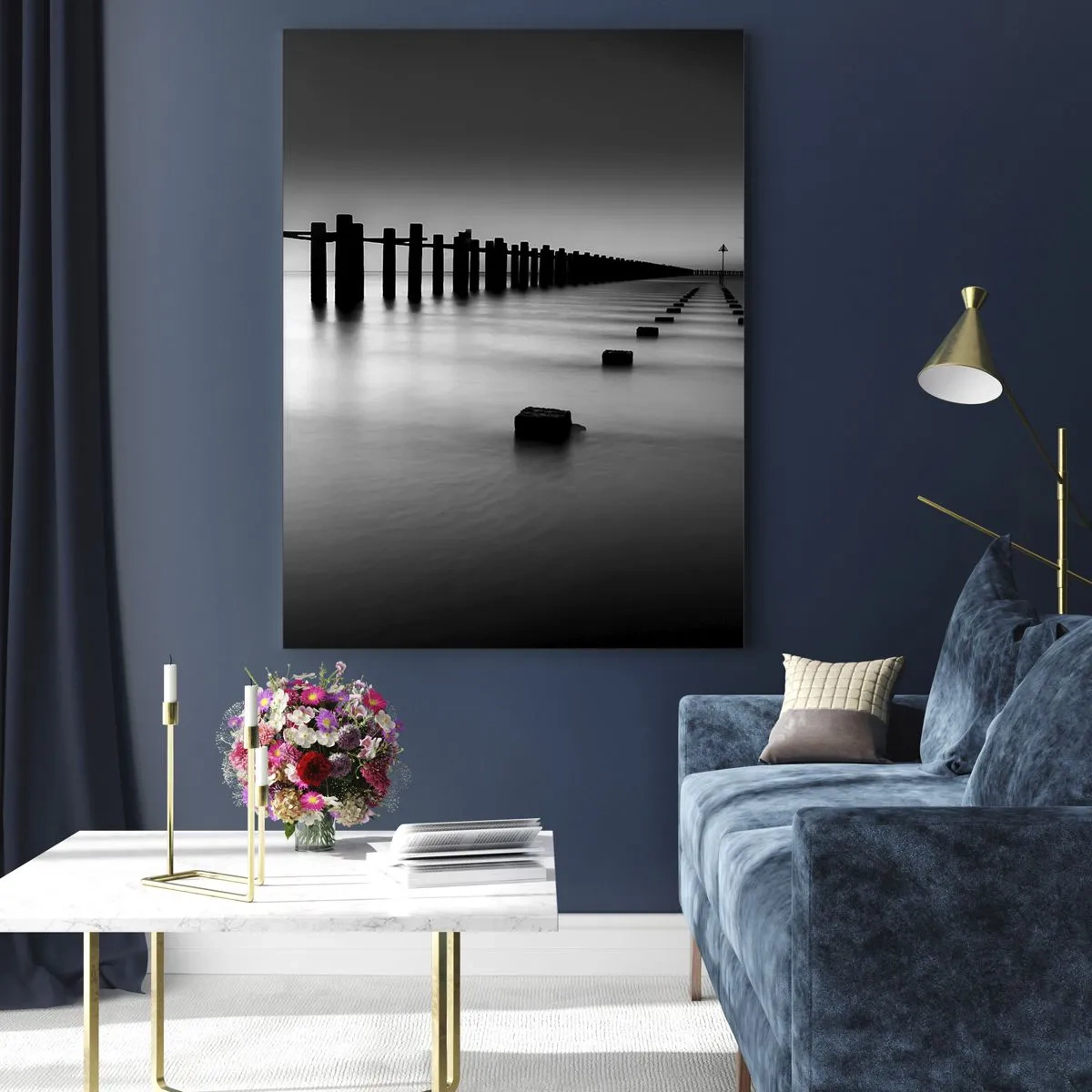 Glastavla - Bild på glas - Landskap doppat i dimman - 50x70 cm