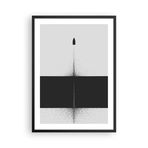 Affisch i svart ram - Minimalistisk abstraktion med en raket på en delad bakgrund - 50x70cm - Rakt mot målet - Modern väggdekoration för vardagsrum och sovrum ARTTOR