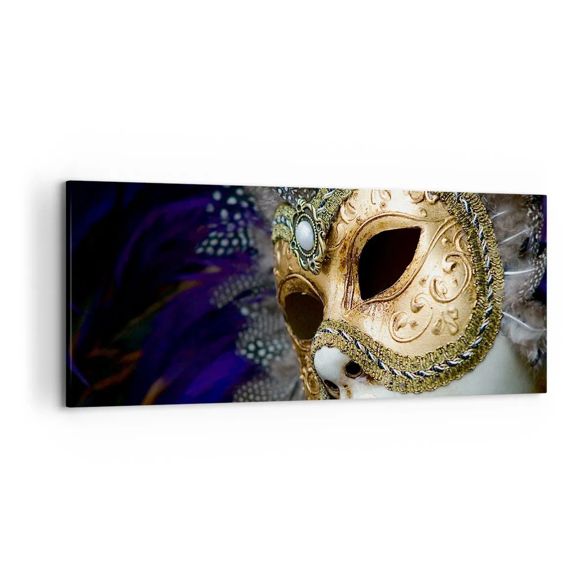 Canvastavla - Bild på duk - Venedigporträtt i guld - 120x50 cm