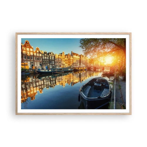 Affisch i ram av ljusek - En morgon i Amsterdam - 100x70 cm
