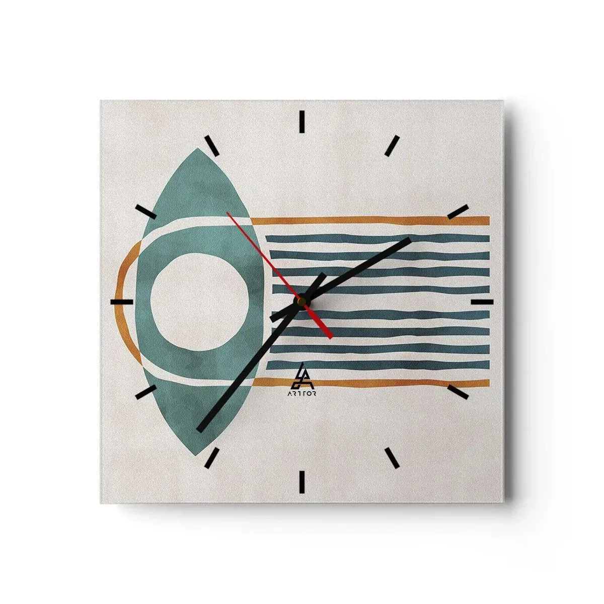 Väggklocka - Klocka på glas - Tecken och ritualer - 40x40 cm