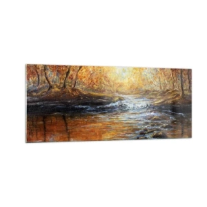 Glastavla - Bild på glas - Gyllene bäck - 100x40 cm