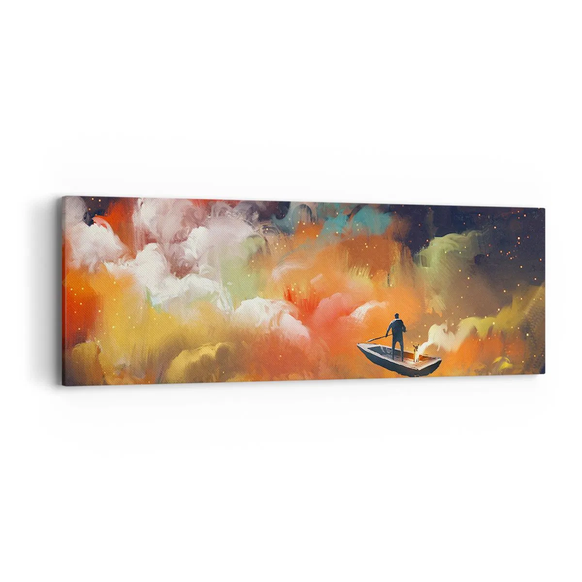 Canvastavla - Bild på duk - I båten genom galaxen - 90x30 cm