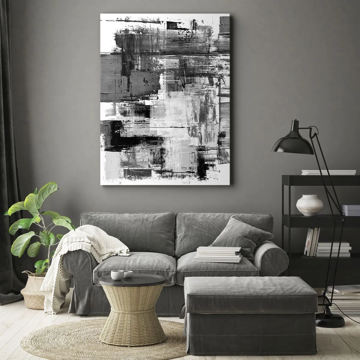 Canvastavla - Bild på duk - Grått är vackert - 45x80 cm