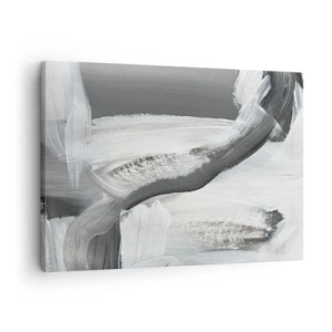 Canvastavla - Bild på duk - Grå och vit abstraktion med dynamiska linjer - 70x50cm - Med bestämd rörelse - Modern väggdekoration för vardagsrum och sovrum ARTTOR