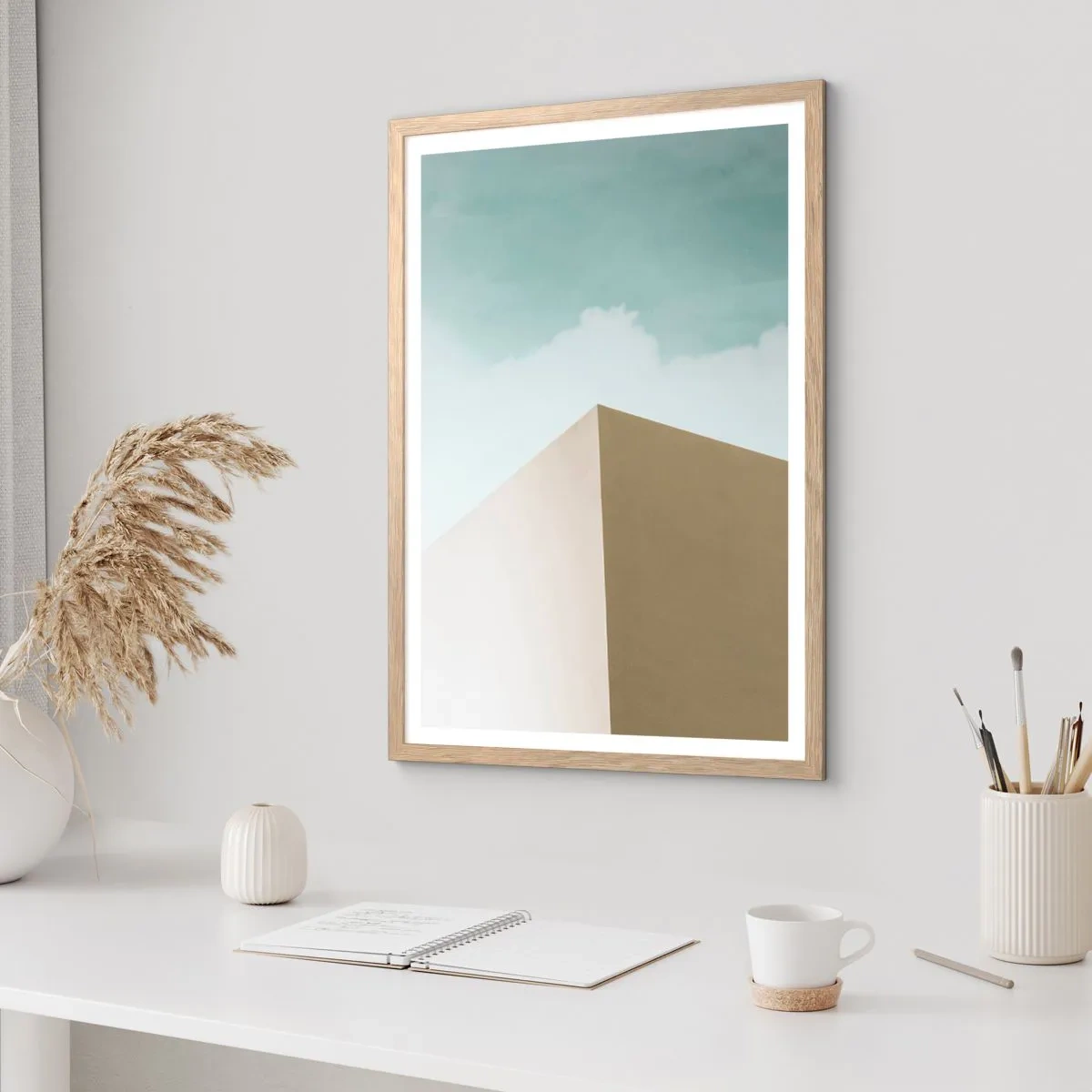 Affisch i ram av ljusek - Geometri av en solig sommar - 30x40 cm