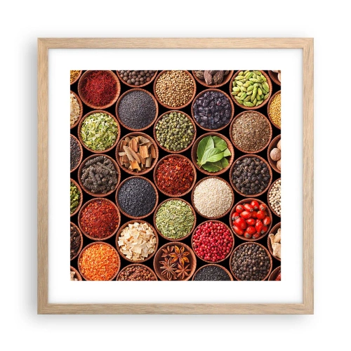 Affisch i ram av ljusek - Världens alla smaker - 40x40 cm