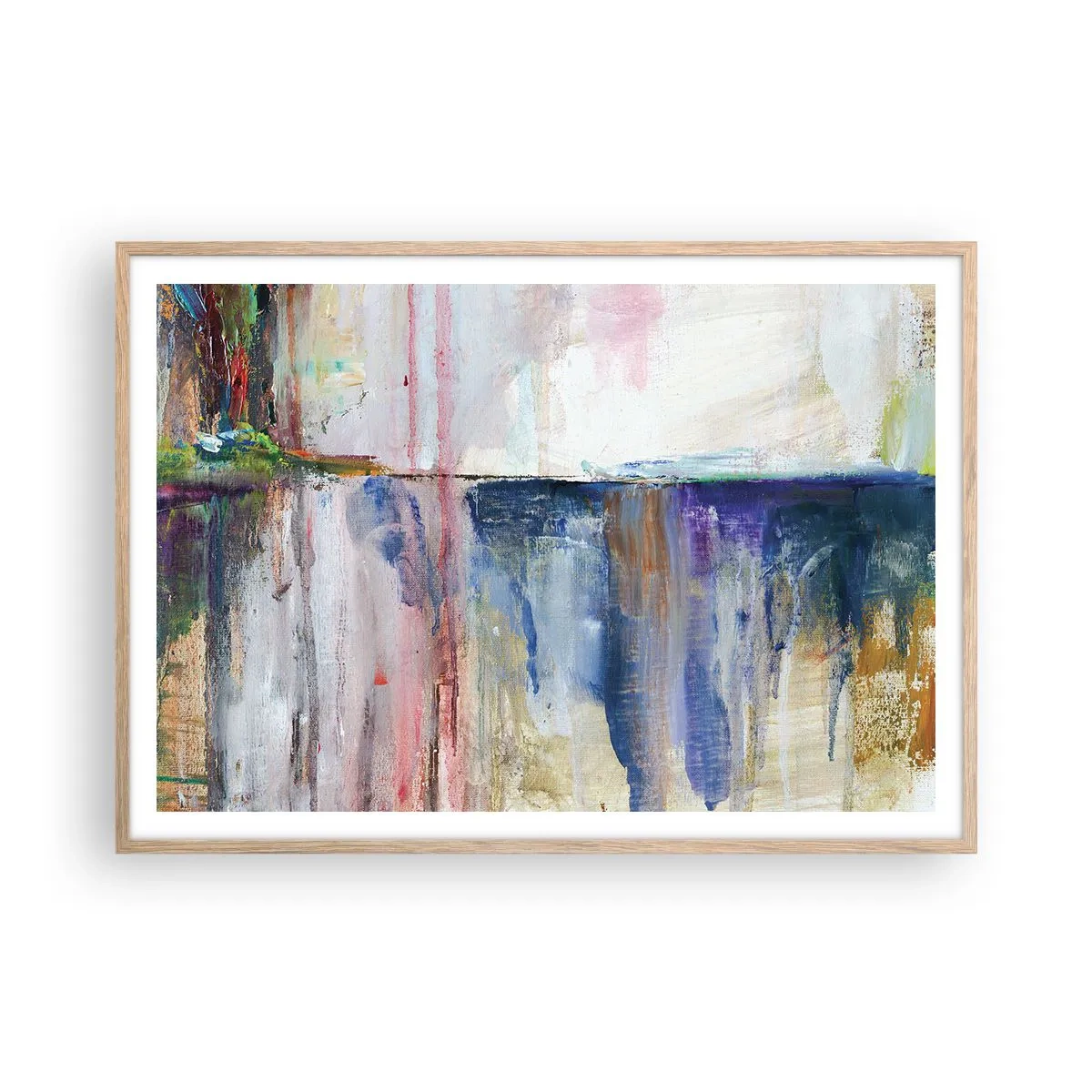 Affisch i ram av ljusek - Färgrika intryck och associationer - 100x70 cm