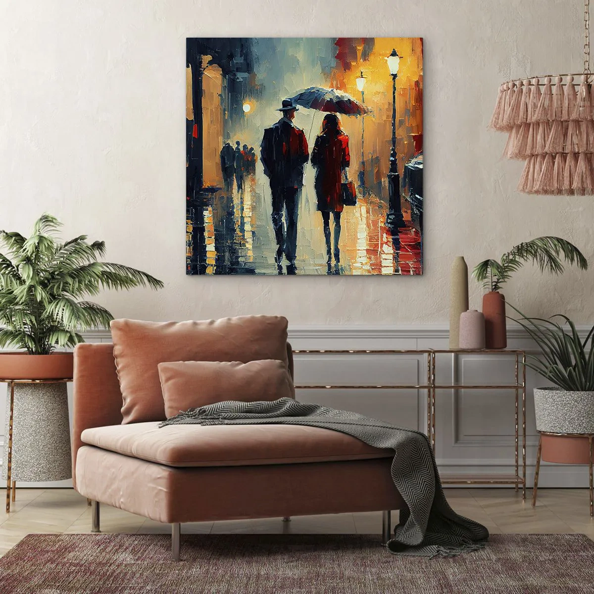 Canvastavla - Bild på duk - Kärlekshistoria på stan - 40x40 cm