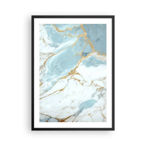 Affisch i svart ram - Elegant marmor i nyanser av blått och guld - 50x70cm - Stenrikedom - Modern väggdekoration för vardagsrum och sovrum ARTTOR