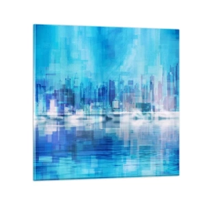 Glastavla - Bild på glas - Försänkta i blått - 30x30 cm