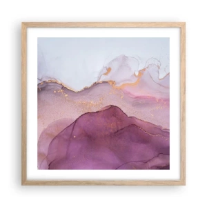 Affisch i ram av ljusek - Lila och violett vågor - 50x50 cm