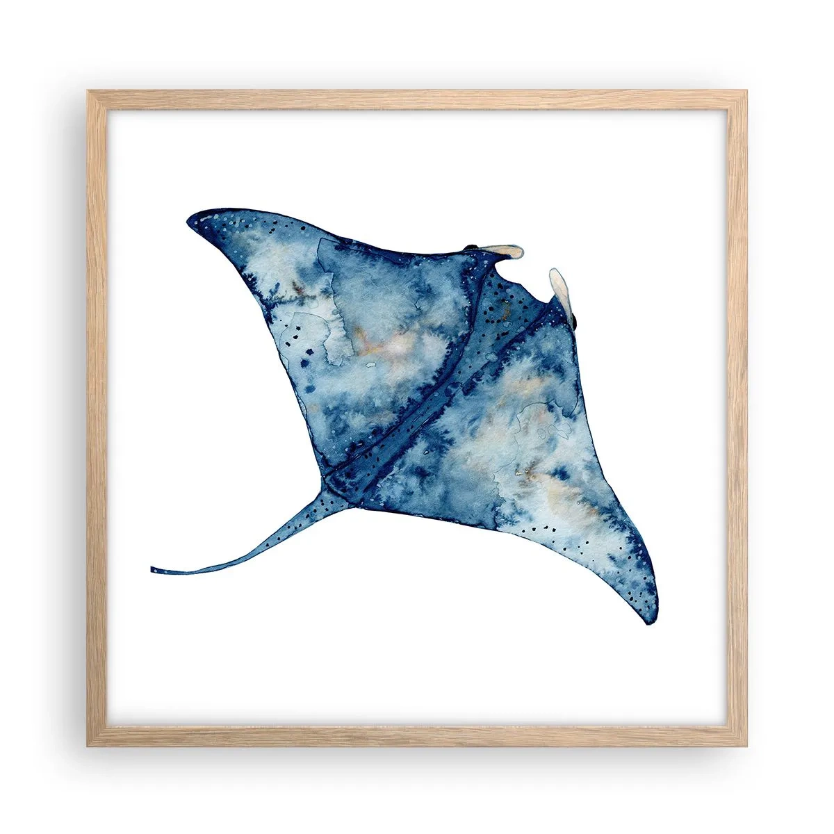 Affisch i ram av ljusek - Liv i blått - 50x50 cm