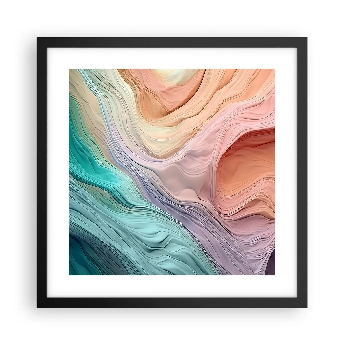 Affisch i svart ram - Regnbågsvåg - 40x40 cm