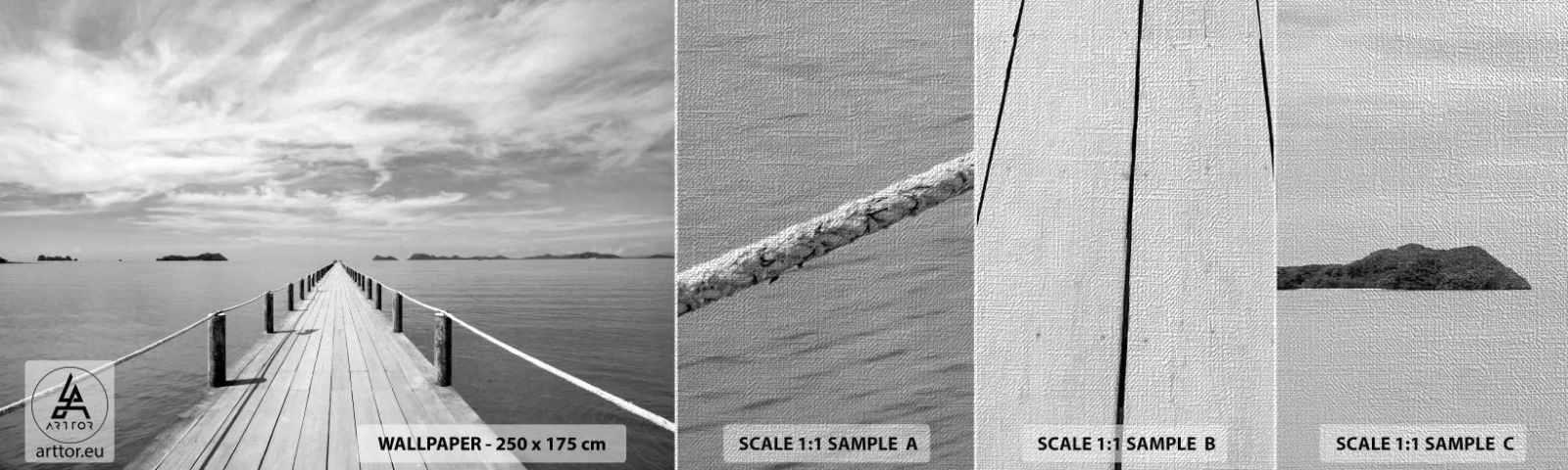 Provbit av fototapet Premium Canvas - Kanske en resa... - Landskap, Hav, Träbro - 100x30 cm