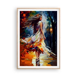 Affisch i ram av ljusek - Höstflicka - 70x100 cm