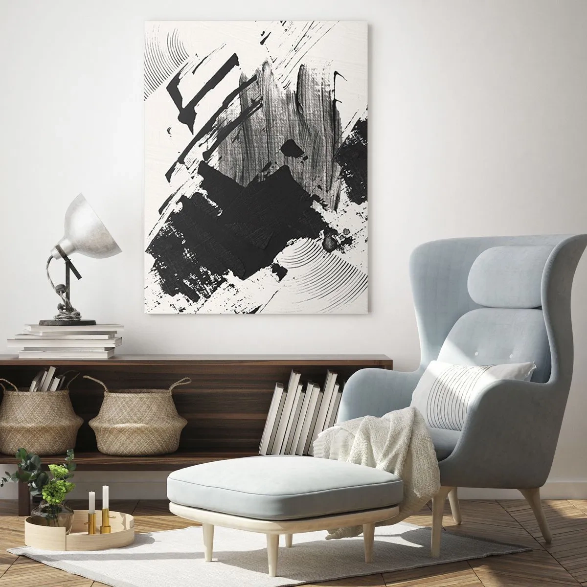 Glastavla - Bild på glas - Abstraktion - uttrycket av svart - 50x70 cm