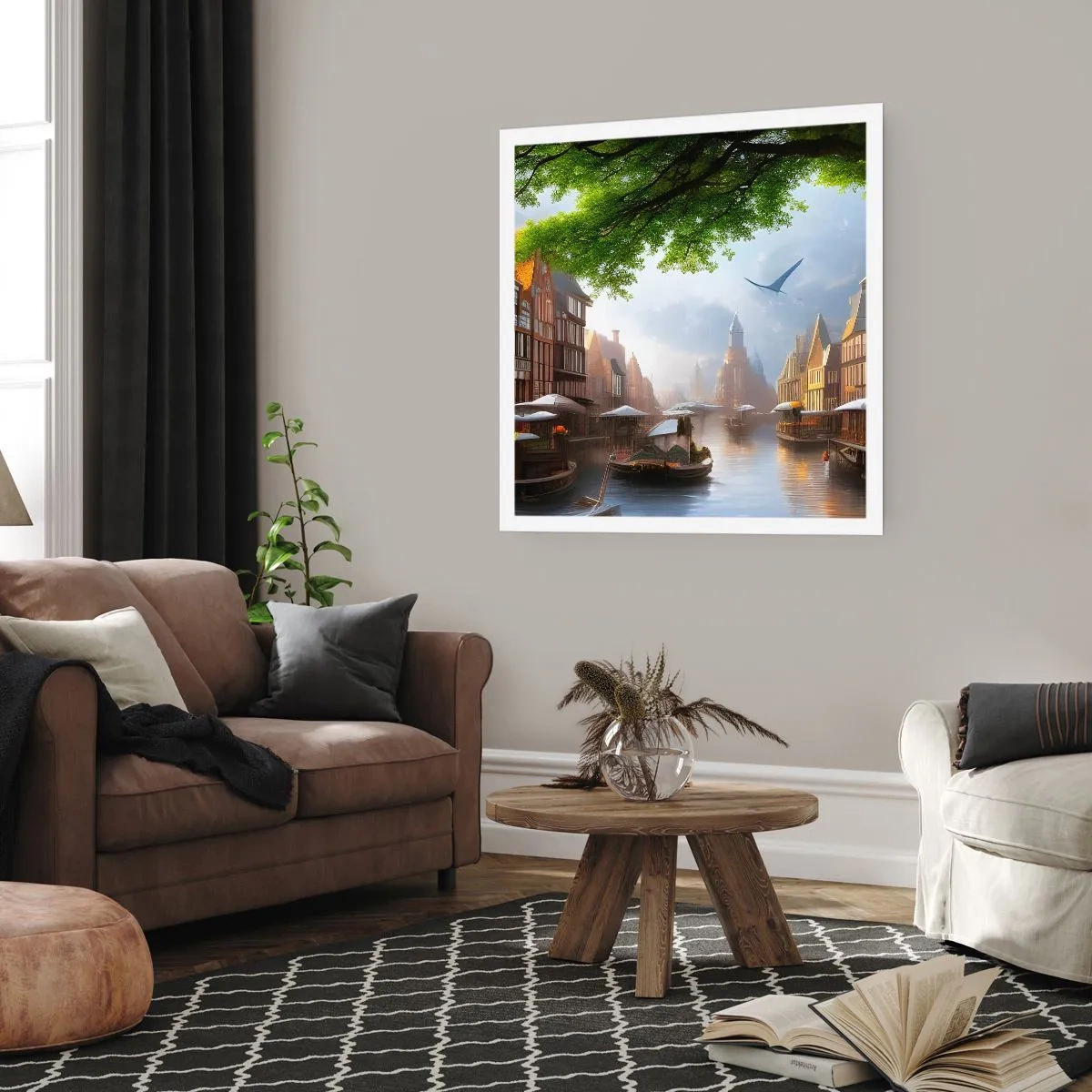 Affisch - Holländsk stadsbild - 30x30 cm