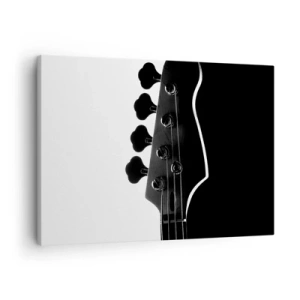Canvastavla - Bild på duk - Svartvit silhuett av ett basgitarrhuvud - 70x50cm - Rocktystnad - Modern väggdekoration för vardagsrum och sovrum ARTTOR