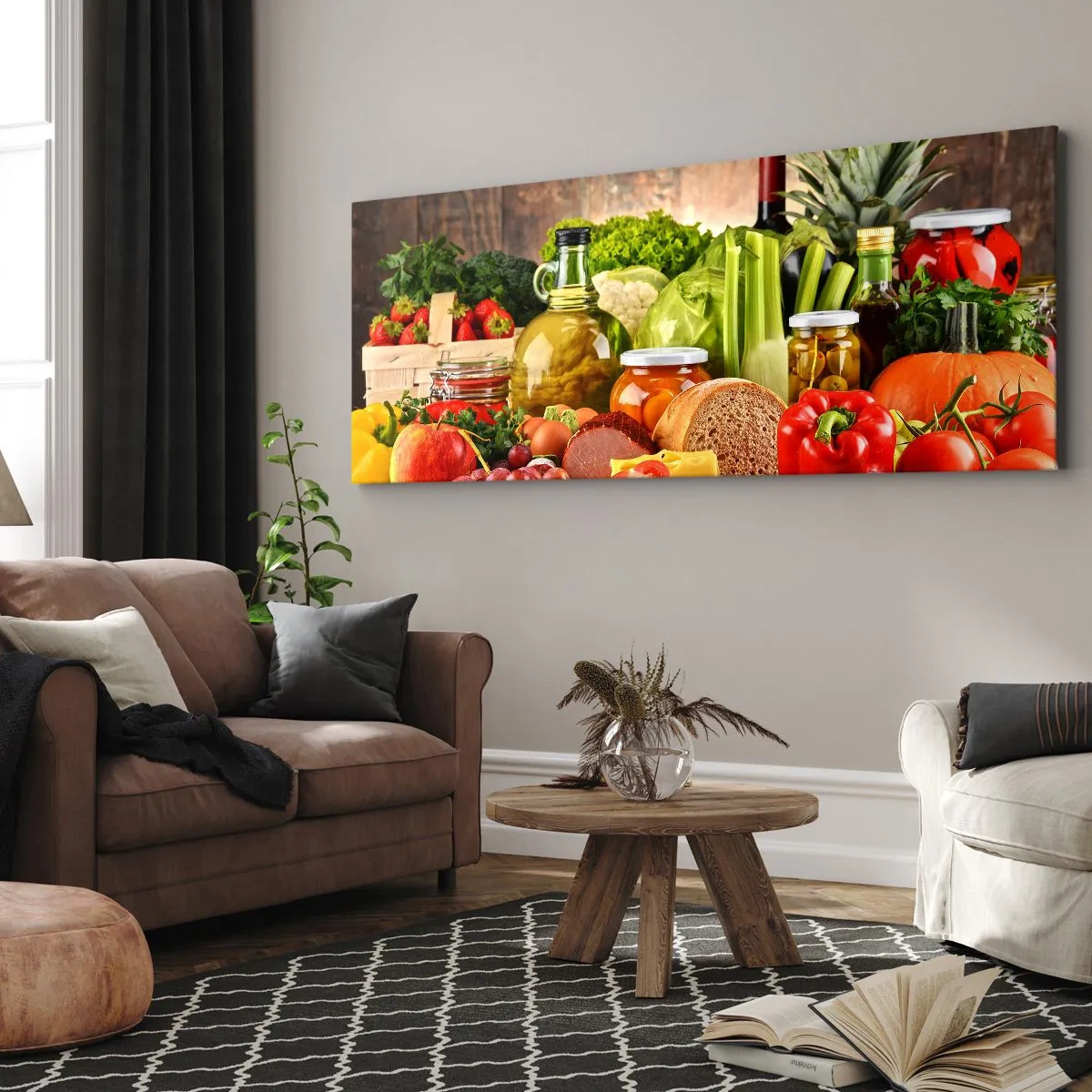 Canvastavla - Bild på duk - Rökt, ugnstekt, marinerad - 160x50 cm