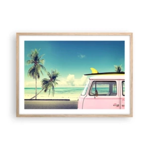 Affisch i ram av ljusek - Dags att börja semester - 70x50 cm