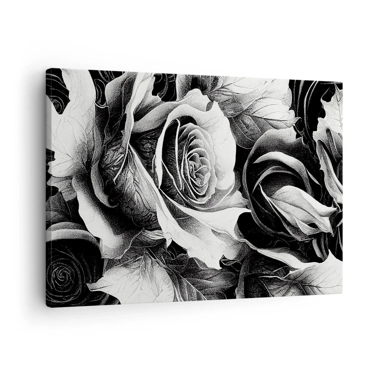 Canvastavla - Bild på duk - Svarta och vita rosor i en elegant komposition - 70x50cm - Alltid drottningen - Modern väggdekoration för vardagsrum och sovrum ARTTOR