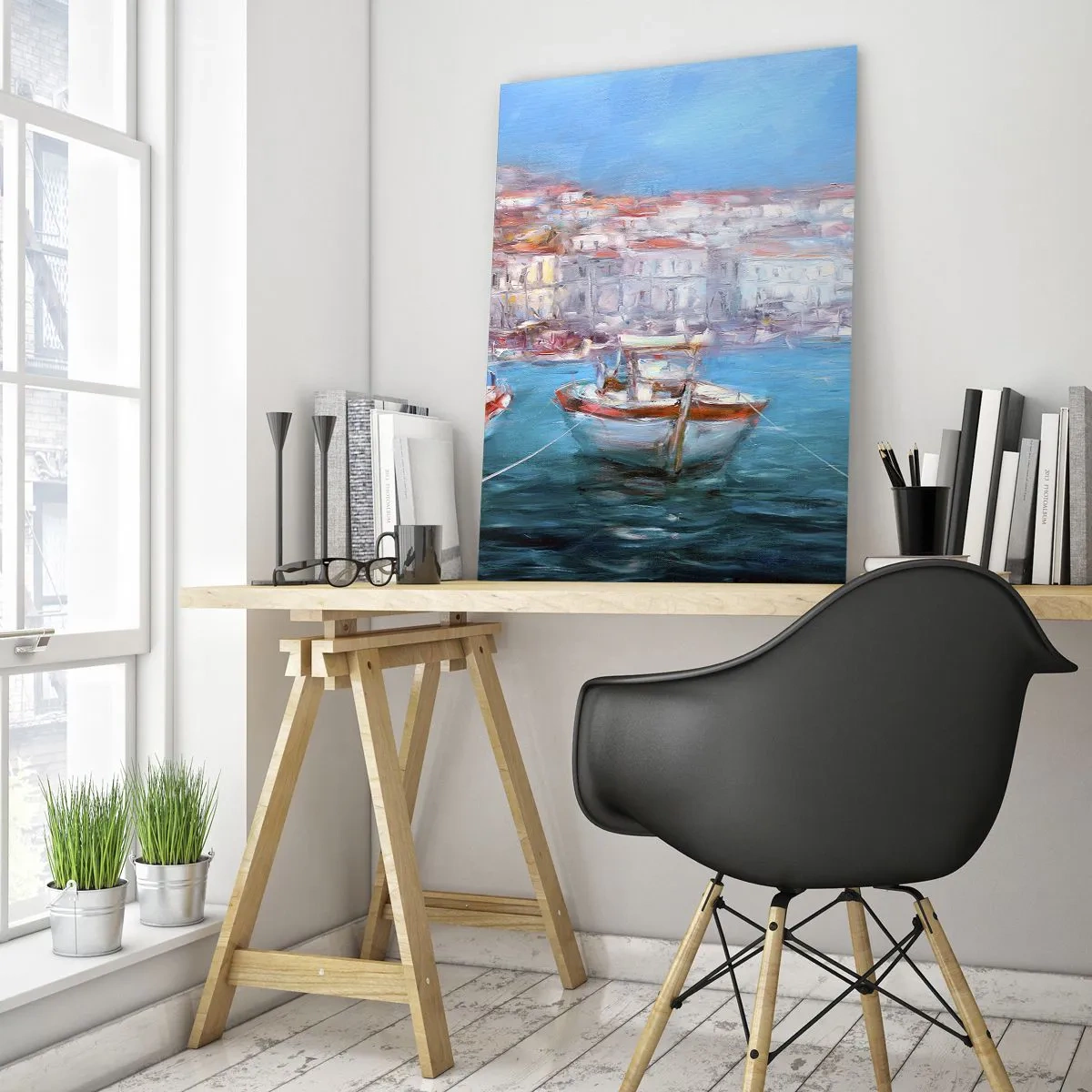 Glastavla - Bild på glas - Italiensk vik - 50x70 cm