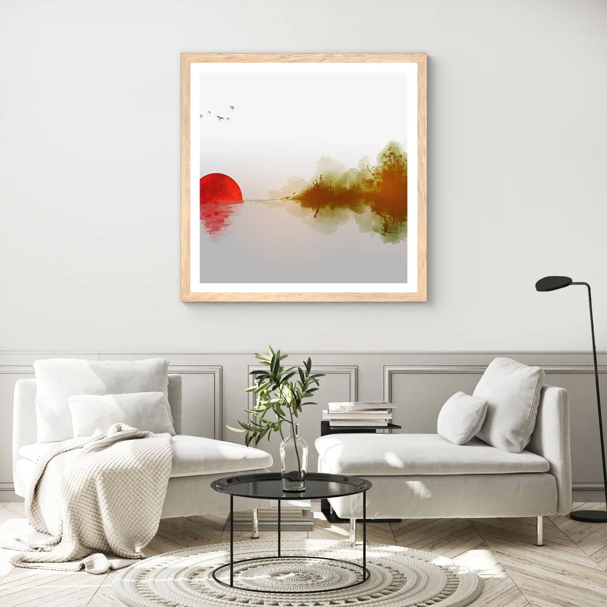 Affisch i ram av ljusek - Ett löfte om lugn - 40x40 cm