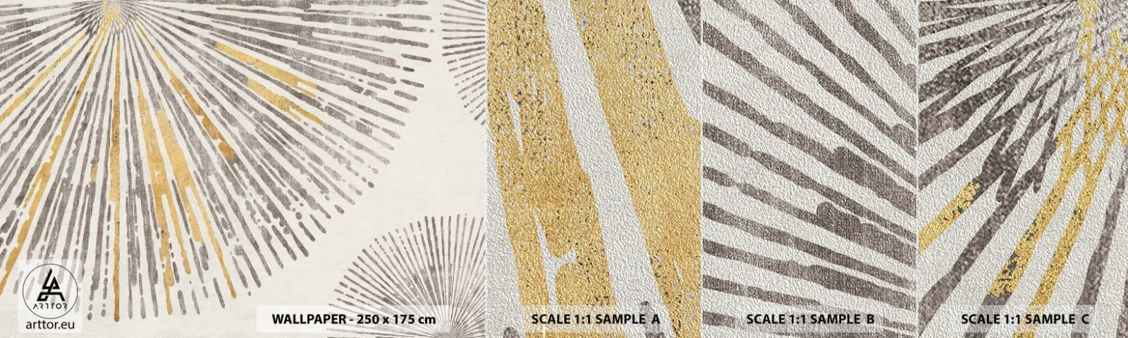 Provbit av fototapet Premium Sand - Radiens skönhet - Minimalism, Ljus, Rader - 100x30 cm