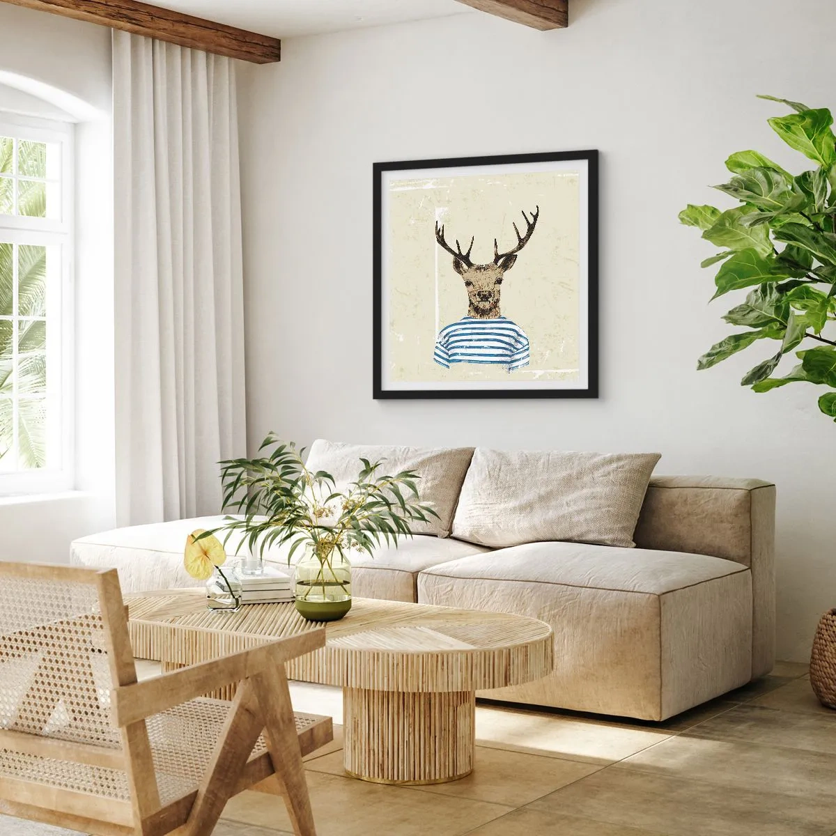 Affisch i svart ram - Ty jag gillar randiga tröjor! - 60x60 cm