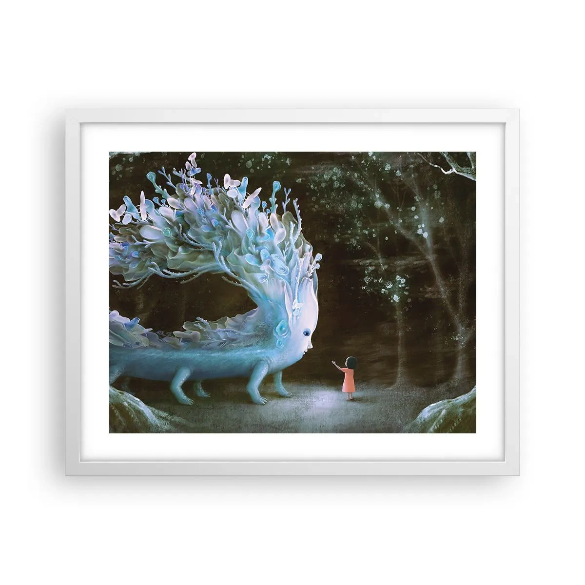 Affisch i vit ram - Fantastiskt möte - 50x40 cm